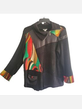 Vintage Mirror Image Black Multi Colored Sweater